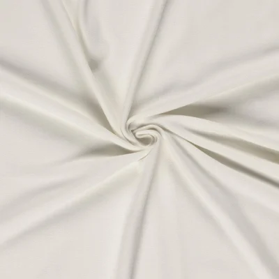 Tissu Jersey maille lourde Stefi gratté uni Blanc cassé - Par 10 cm