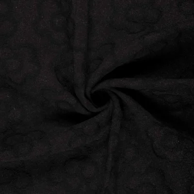 Tissu Jacquard maille lourde Chloé Fleuris sur fond Gris anthracite - Par 10 cm