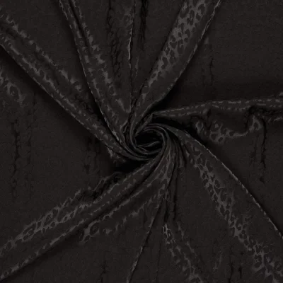 Tissu Jacquard satiné Laura Tâchété sur fond Noir - Par 10 cm