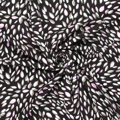 Tissu jersey Milano maille lourde Ponte di Roma Fleuris sur fond Noir - Par 10 cm