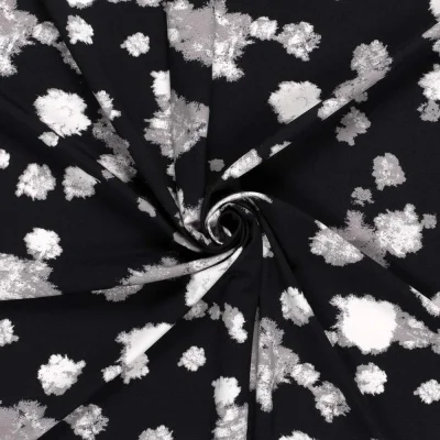 Tissu Jersey Milano  Ponte Di Roma Motifs Abstraits sur fond Noir - Par 10 cm