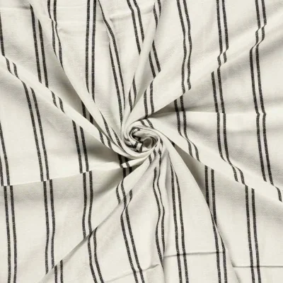 Tissu Lin Viscose Gustave rayures double sur fond Blanc cassé - Par 10 cm