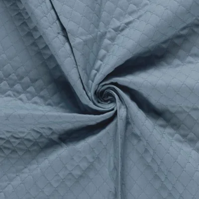 Tissu Chambray Coton Matelassé Bleu clair - Par 10 cm