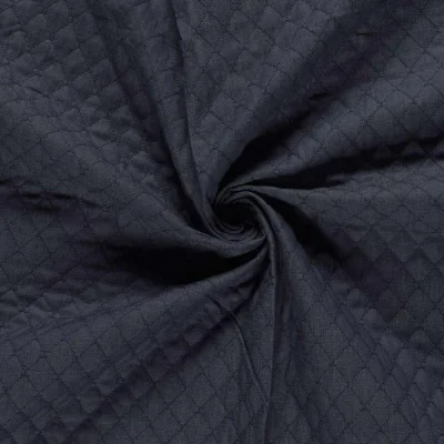 Tissu Chambray Coton Matelassé Bleu marine - Par 10 cm