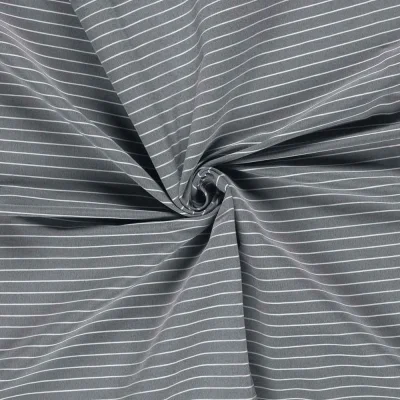Tissu Bengaline de Viscose Lin Estelle fines rayures Blanche sur fond Gris - Par 10 cm