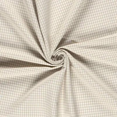 Tissu Bengaline de Viscose Mini Vichy blanc sur fond Ecru - Par 10 cm