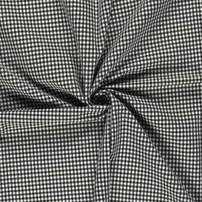 Tissu Bengaline de Viscose Mini Vichy blanc sur fond Noir - Par 10 cm