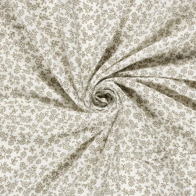 Tissu Double gaze de Coton Petites fleurs Lilou sur fond Ecru - Par 10 cm