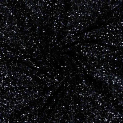 Tissu Maille Sequins extensible uni Bleu marine - Par 10 cm