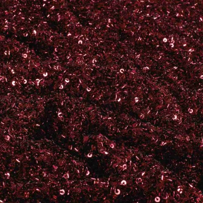 Tissu Maille Sequins extensible uni Rouge - Par 10 cm