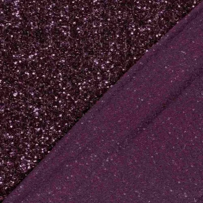 Tissu Sequins uni Prune - Par 10 cm