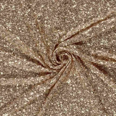 Tissu Maille sequins extensible Rose gold - Par 10 cm