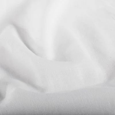 Tissu Lin Coton lavé uni Blanc pur - Par 10 cm