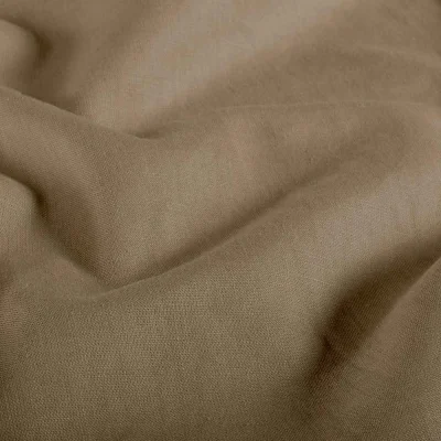 Tissu Lin Coton lavé uni Camel - Par 10 cm
