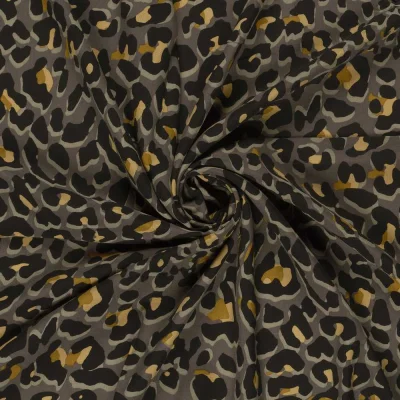 Tissu Viscose imprimé Joana motif léopard sur fond Gris - Par 10 cm