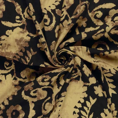 Tissu Viscose twill Sia végétal doux sur fond Camel - Par 10 cm