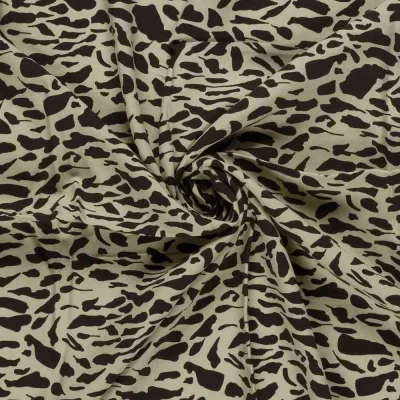 Tissu Viscose twill Nola motif animalier sur fond Beige - Par 10 cm