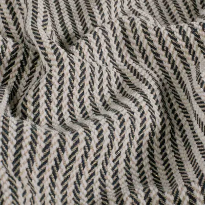 Tissu Jacquard rayé Lurex chevrons sur fond Bleu indigo - Par 10 cm