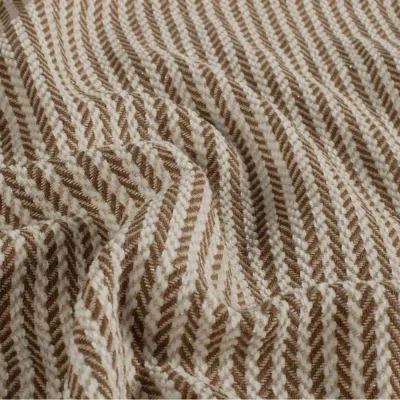 Tissu Jacquard rayé Lurex chevrons sur fond Marron - Par 10 cm