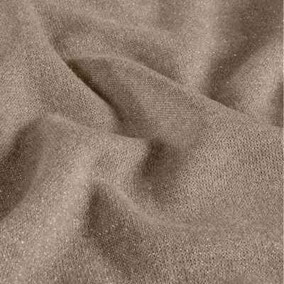 Tissu Maille Jersey Lurex uni Marron clair - Par 10 cm