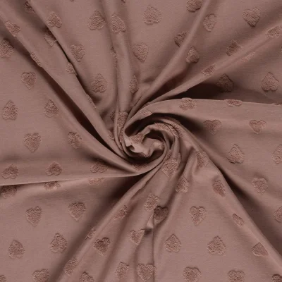 Tissu Jersey Coeurs éponge uni Vieux rose - Par 10 cm