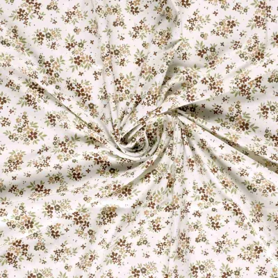 Tissu Jersey Coton imprimé Lou petites fleurs sur fond Ecru - Par 10 cm