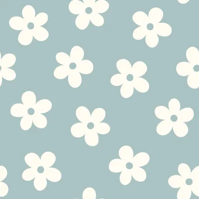 Tissu Jersey Coton imprimé Fleurs Lili blanches sur fond Bleu ciel - Par 10 cm