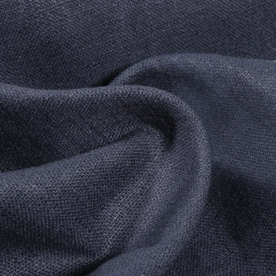 Tissu Ramie Lin uni Bleu marine - Par 10 cm