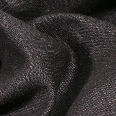 Tissu Ramie Lin uni Noir - Par 10 cm