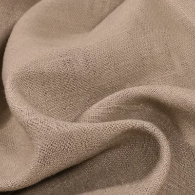 Tissu Ramie Lin uni Beige nature - Par 10 cm