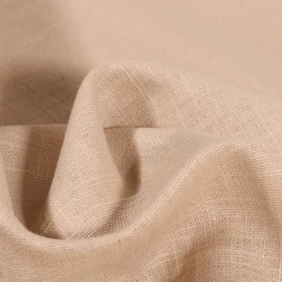 Tissu Ramie Lin uni Beige - Par 10 cm