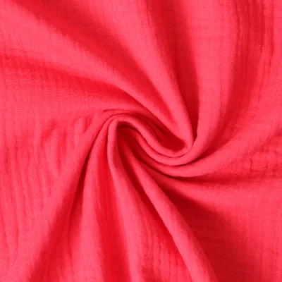 Tissu Double gaze de coton uni Rouge - Par 10 cm