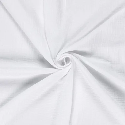 Tissu Double gaze de coton uni Blanc - Par 10 cm