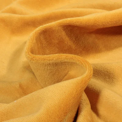 Tissu Jersey Velours tout doux Jaune moutarde x10cm