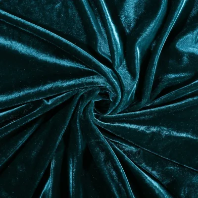 Coupon Tissu Velours jersey épais Bleu pétrole - Coupon de 70 cm