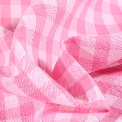 Tissu Vichy Grands carreaux 10 mm Rose pastel - Par 10 cm