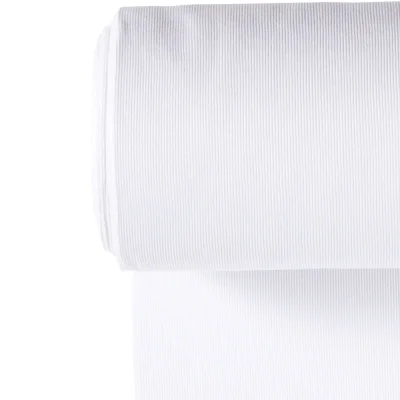 Tissu Bord côte uni Blanc - Par 10 cm