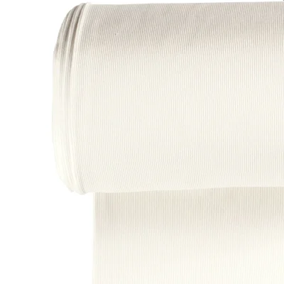 Tissu Bord côte uni Ecru - Par 10 cm