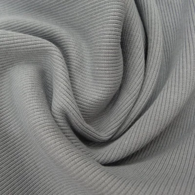 Tissu Bord côte uni Gris - Par 10 cm