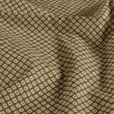 Tissu Coton imprimé Diamonds losanges sur fond Vert olive - Par 10 cm