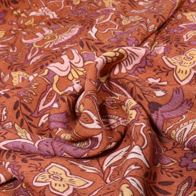 Coupon Tissu Crépon Viscose Delhi Rayures lurex - Coupon de 170 cm