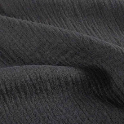 Tissu Double gaze de Coton uni Gris anthracite - Coupon de 3 mètres