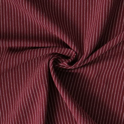 Tissu Polycoton Eliott rayures Blanches 3mm sur fond Bordeaux - Par 10 cm