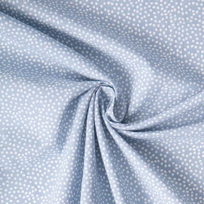 Tissu Coton imprimé Arty Tassin tacheté Blanc sur fond Bleu pastel - Par 10 cm