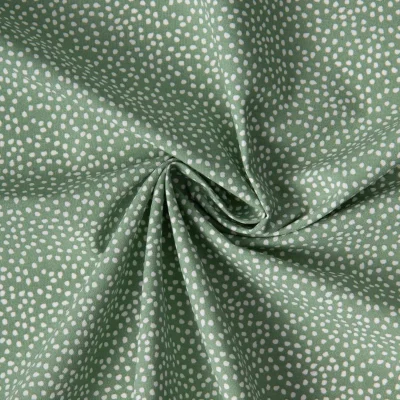 Tissu Coton imprimé Arty Tassin tacheté Blanc sur fond Vert sauge - Par 10 cm