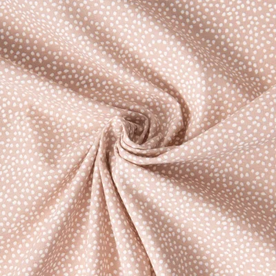 Tissu Coton imprimé Arty Tassin tacheté Blanc sur fond Beige sable - Par 10 cm