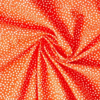 Tissu Coton imprimé Arty Tassin tacheté Blanc sur fond Orange - Par 10 cm