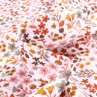 Tissu Coton imprimé Arty Milly tomette sur fond Blanc - Par 10 cm