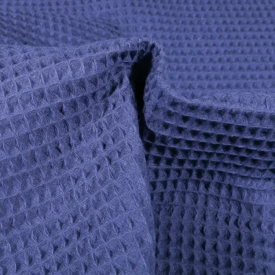 Tissu Nid d&#039;abeille Bleu indigo - Par 10 cm