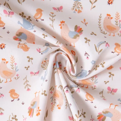 Tissu Coton imprimé Arty Coco à la ferme sur fond Blanc cassé - Par 10 cm